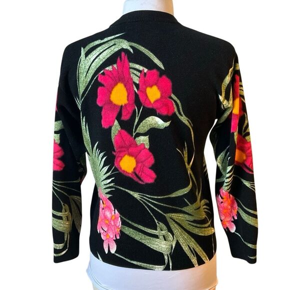 Tropical Floral Black Cardigan, Medium - Picture 3 of 11